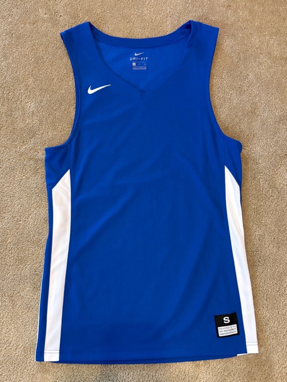 Nike Men’s Blue Sleeveless Dri-Fit Tank with White Side Panels